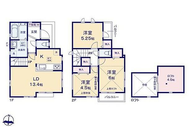 【3LDK】●帰宅時・外出時の自然なコミュニケーションを育むリビングイン階段を採用！
●全居室に収納完備でプライベート空間も充実♪
●季節物や小物がスッキリ片付くロフト付き！