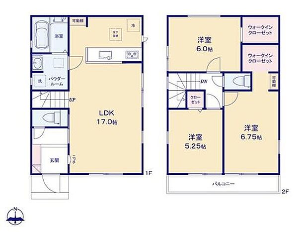 【3LDK】広々17帖のLDK!対面キッチンからはLDK全体を見渡せます♪
ウォークインクローゼットが二部屋にあり収納も豊富です♪
水回り集中設計で家事動線がスムーズ♪