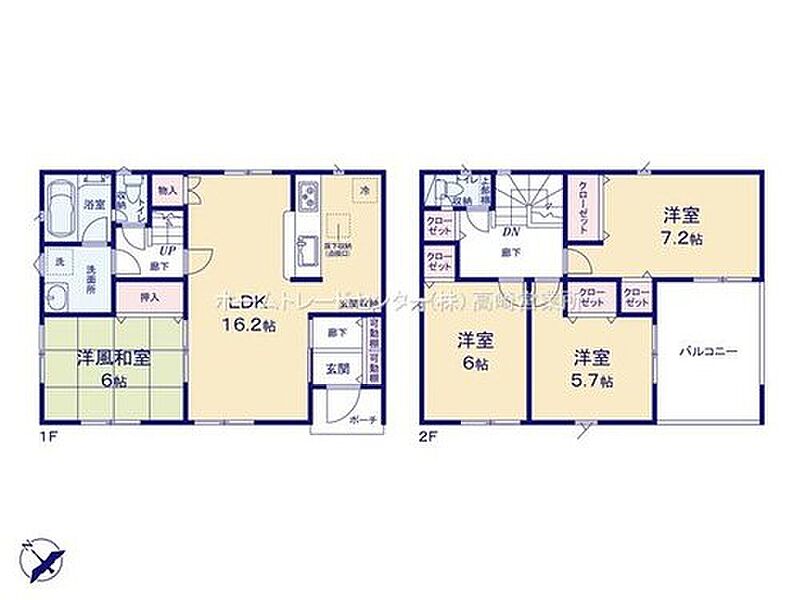 ２面採光の明るい間取り♪
全居室収納付き！たっぷりの収納スペースで快適に暮らせそう♪