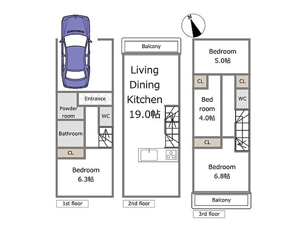 A号棟参考プラン(建物込5,380万円、土地面積62.92m2、建物面積95.22m2)期間限定!建物フリープランに付き、お客様のご要望をお聞かせください!