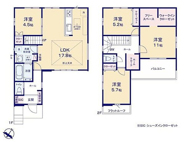 (１号棟)、価格3099万円、4LDK+S、土地面積119.23m2、建物面積104.3m2