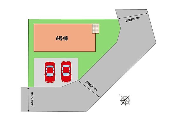 ≪全体区画図≫
駐車2台可能!(車種による)
空いたスペースには、花や緑で彩るガーデニングもオススメです♪