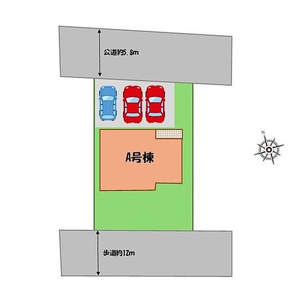 ≪全体区画図≫
駐車3台可能!(車種による)
空いたスペースには、花や緑で彩るガーデニングもオススメです♪