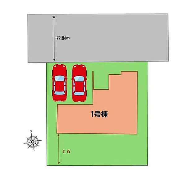 ≪全体区画図≫
駐車２台可能（車種による）！！
家族分の自転車を駐輪したり、来客用の駐車スペースとしてもお使いいただけます。