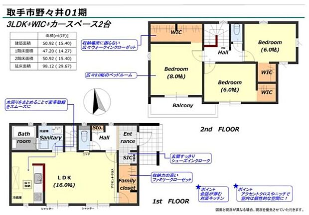 (１号棟)、価格2999万円、3LDK、土地面積127.63m2、建物面積98.12m2