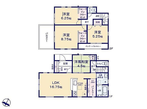 (１号棟)、価格2490万円、4LDK、土地面積242.9m2、建物面積106.82m2 
