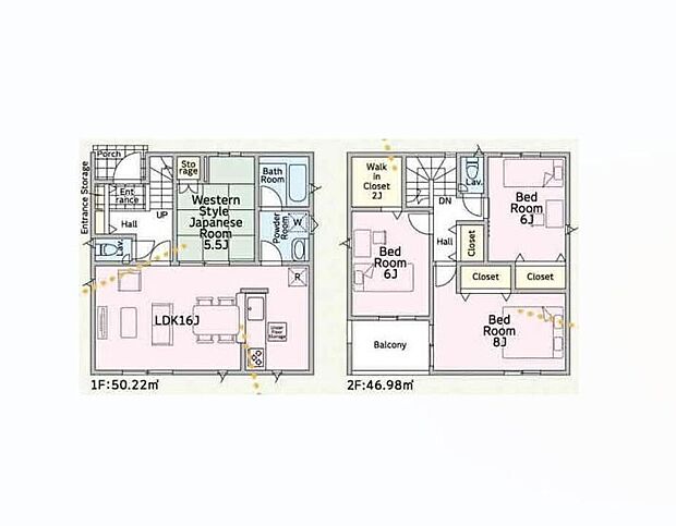 (１号棟)、価格2590万円、4LDK、土地面積139.9m2、建物面積97.2m2 