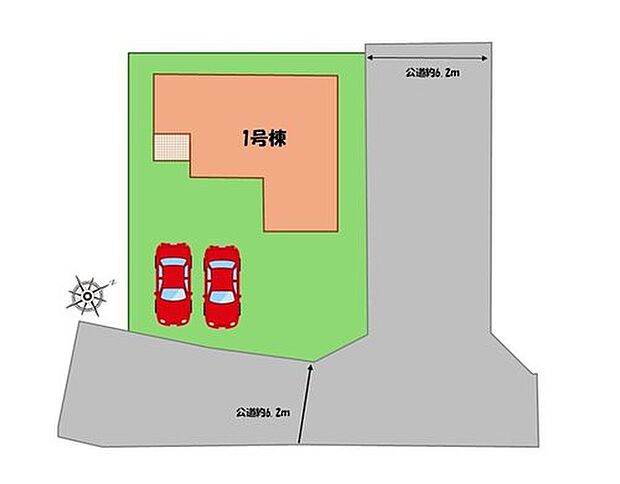 【全体区画図】駐車2台可能(車種による)!
急な来客時や、ご家族の自転車スペースとしても大活躍♪