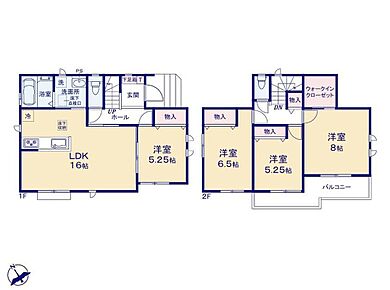 ２階にウォークインクローゼット完備！春夏秋冬、季節ごとのお洋服全てをまとめてしまっておけるので、衣替えが不要になります。衣類の収納を部屋に置く必要がないので、広々すっきりとお使いになれます！ 