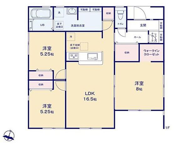 【3LDK】シューズインクローク完備ですので、玄関周りがスッキリと片付きます。靴はもちろん、ブーツや長靴など場所をとる靴も綺麗に収納出来ます。生活感をしっかりと隠せるため、来客時にも良い印象を与えます！