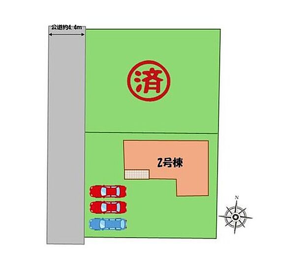 【≪全体区画図≫】駐車３台可能（車種による）！
急な来客時や、ご家族の自転車スペースとしても大活躍♪