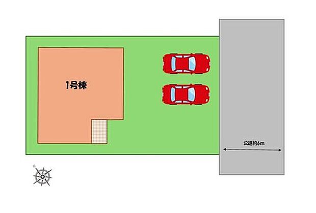 【全体区画図】駐車２台可能（車種による）！
急な来客時や、ご家族の自転車スペースとしても大活躍♪