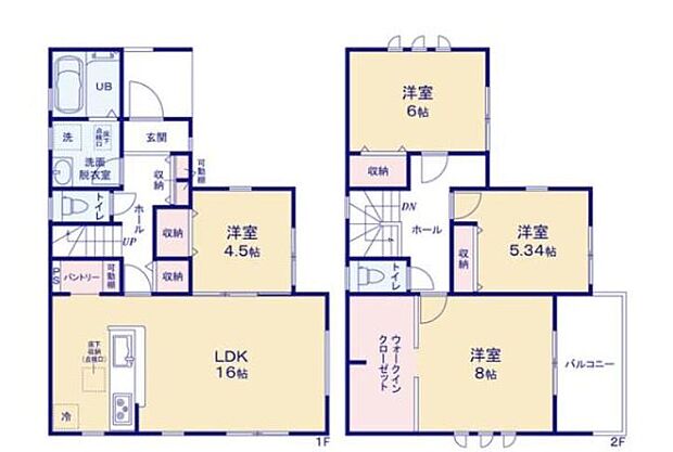 【4LDK】ウォークインクローゼットは広いスペースを確保しているだけあって、収納力抜群です！衣類以外キャリーバックやゴルフバックも置けます！