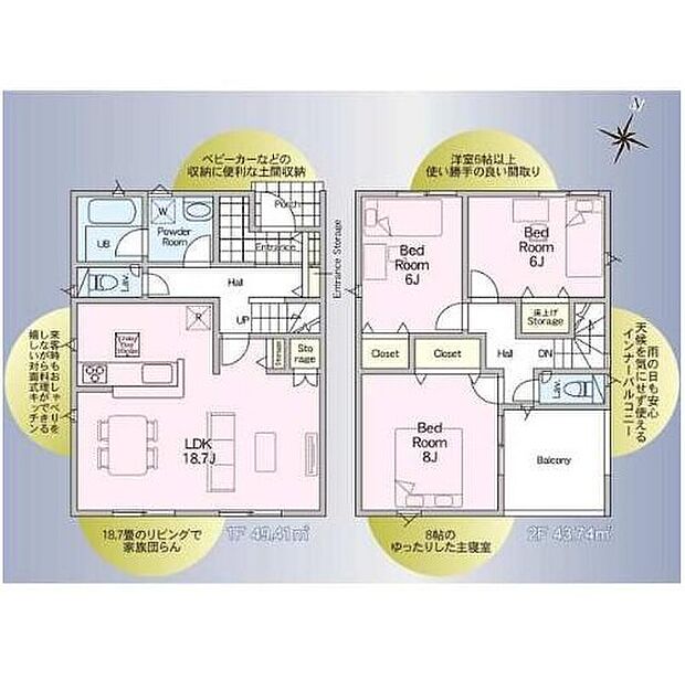 【3LDK】お客様が訪問していても、リビングを通らずにお風呂へ行けますので気兼ねなく入浴出来ます!プライバシーを守りつつ、家族間のコミュニケーションも大切にできる間取りです!