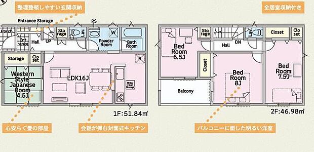 【4LDK】2階全居室6帖以上のゆとりあるお部屋となっております!寝室、子供部屋、書斎とライフスタイルに合わせてお使いください!リラックスのできる過ごしやすいお部屋をお作り下さい!