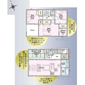 主寝室にお勧め２階洋室広々８帖になっております！ベッドやテレビを置いても余裕があります！間接照明や観葉植物などを置くのはどうでしょ！？自分好みのお部屋を作ってください！ 