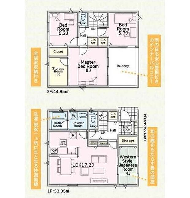 【4LDK+S】納戸は壁に突っ張り棒を付ければ、クローゼットとして使えます。扇風機やこたつなどの電化製品、クリスマスツリーなどのイベント用品等をしまっておくのにも便利です。