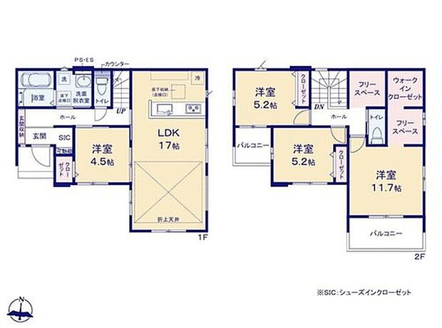 【4LDK+S】仕事を終えた帰宅時、休日に思いきり外で遊んで帰ってきた時、外にいた体は汗や埃で思いのほか汚れています。家の中に多くの汚れを持ち込まないため帰宅後、玄関から直接お風呂へ行ける間取りはうれしいです！