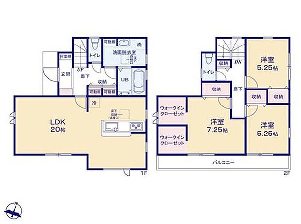 【3LDK】二部屋からもバルコニーへ出入りできるため、洗濯物・お布団を干す、取り込む動線が短く、家事がぐっと効率的になります！家事ラク動線で毎日がスムーズです！