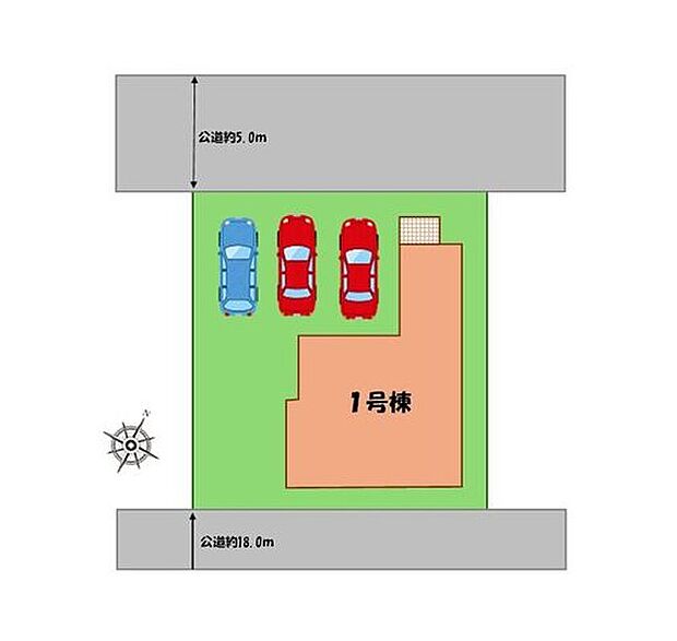 【≪全体区画図≫】駐車3台可能(車種による)!
急な来客時や、ご家族の自転車スペースとしても大活躍♪