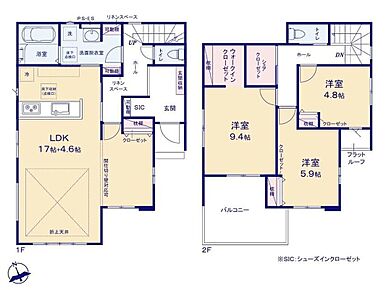2階にシェアクローゼットがあると、家族の衣類を一ヶ所で管理でき家事動線が短くなります！また、1階が散らからず生活空間がすっきり保てるという大きな利点が生まれます！ 