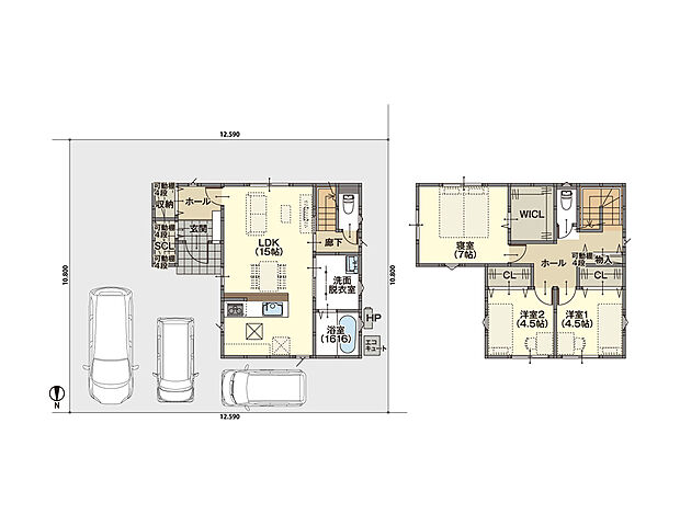 15帖の一体型LDKで家族団らんスペースにピッタリの空間。また収納完備の各居室は家族の成長に合わせて柔軟に使い分けが可能!ライフスタイルの変化にも対応でき長く快適に暮らせる住まい◎