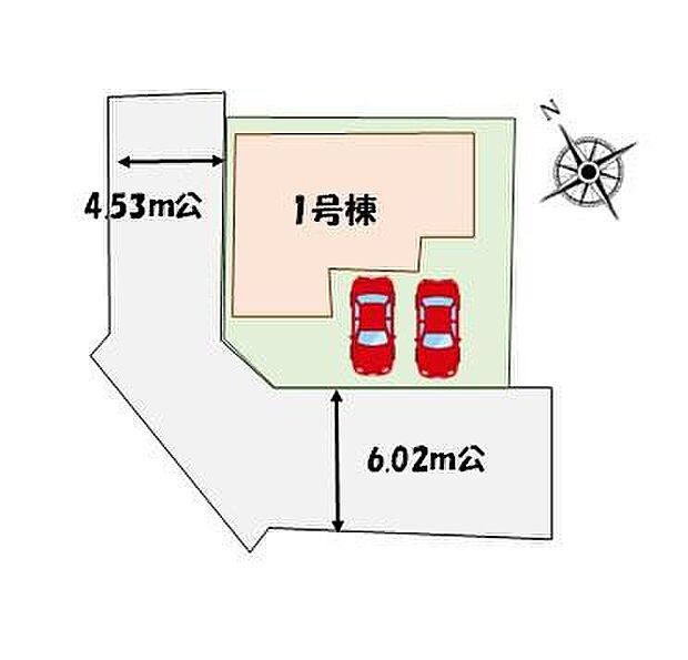 ≪全体区画図≫
カースペース２台分♪角地につき陽当たり良好♪