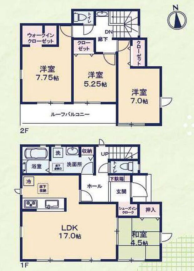 (2号棟)、価格3199万円、4LDK、土地面積222m2、建物面積104.95m2

