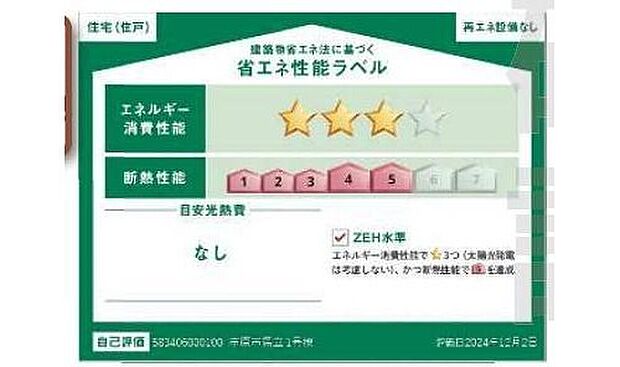 販売住戸が複数の場合、本ラベルは特定の住戸の性能を示すものであり全ての住戸の性能を示すものではありません。