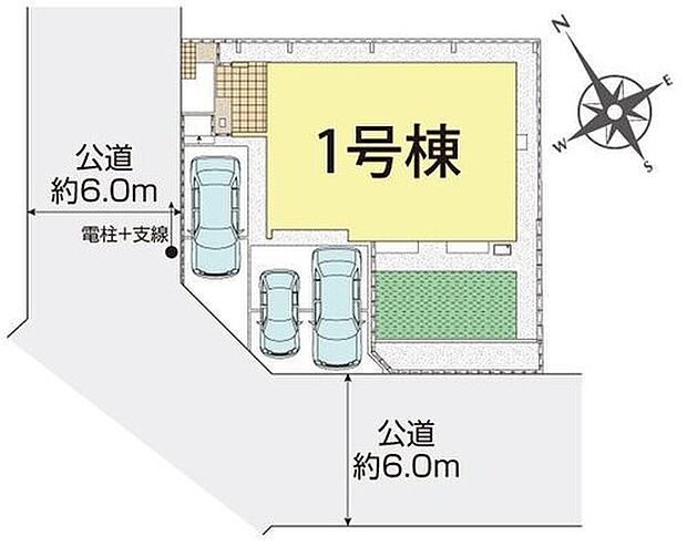 ≪全体区画図≫
車種によりカースペース3台分確保◎