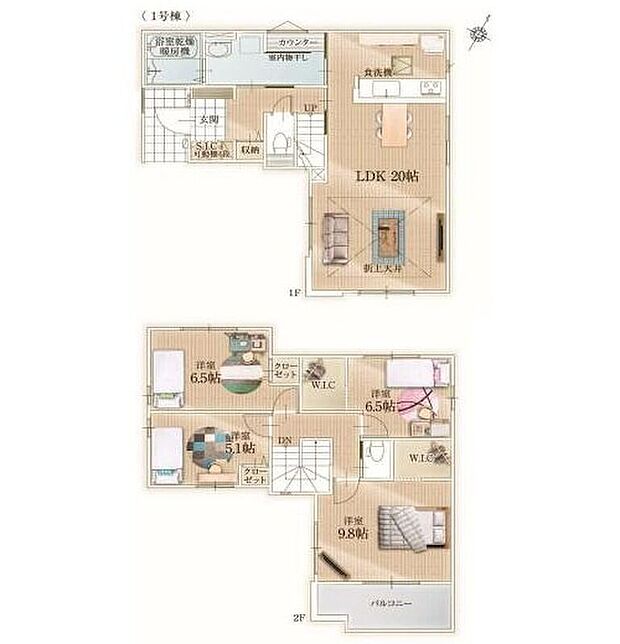 (1号棟)、価格4277万円、4LDK、土地面積137.59m2、建物面積116.37m2

