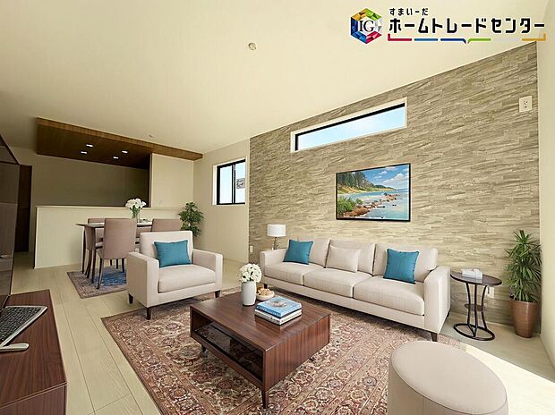 【LDK】≪Living room≫
ママの目線でデザインされた住まいは、水回りの導線や豊富な収納など魅力がたくさん。住み心地の良さをぜひご体感下さい！
※家具はCGでございます。
