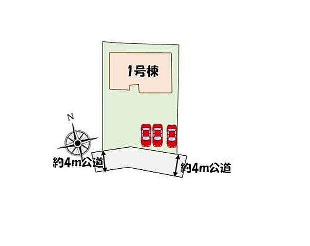 【全体区画図】敷地面積303平米の広々とした邸宅です♪カースペース3台分♪