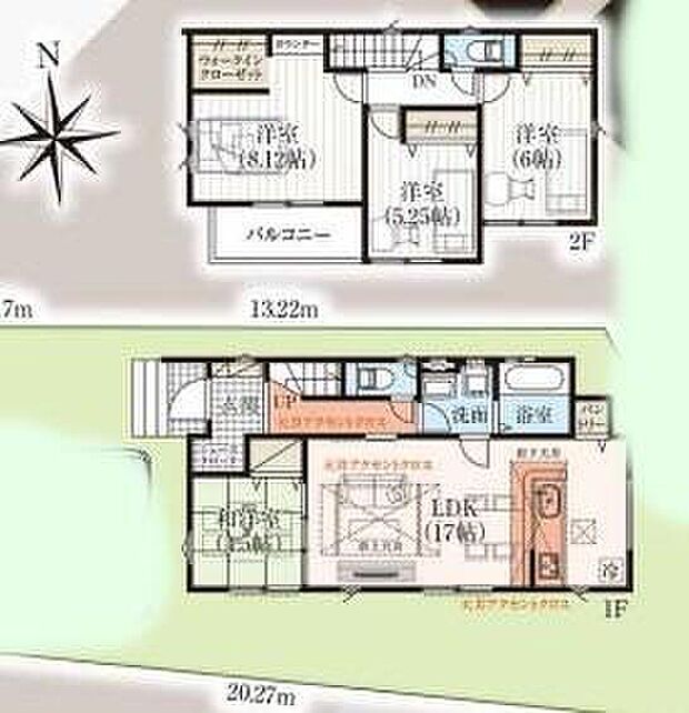【4LDK】採光良好なリビングは、ご家族の憩いの空間。居心地の良い快適な安らぎの場所にもなりそうです♪ホット寛げる和室もご用意♪２階にはウォークインクローゼット完備で収納も豊富♪