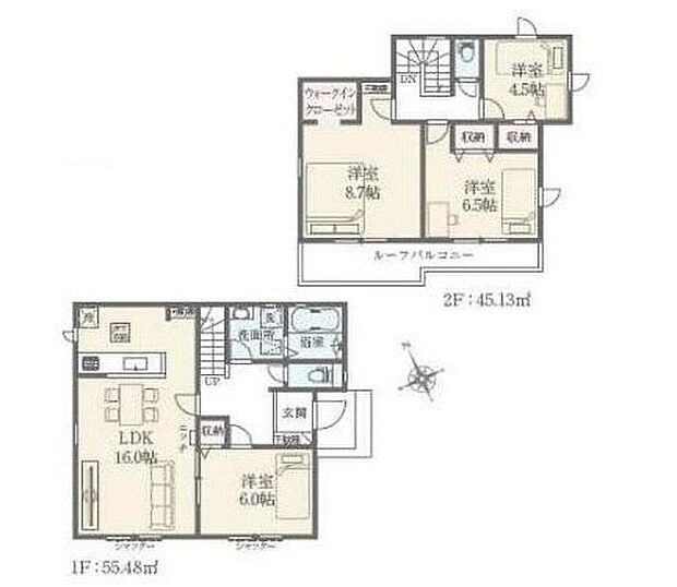 【4LDK】リビング隣の洋室は、客間としは勿論、お昼寝スペースなど、多目的にお使い頂けますので、大変便利です♪２階の南向きの洋室は日当たり良好♪2面採光でたっぷりお日様を取り込めます♪