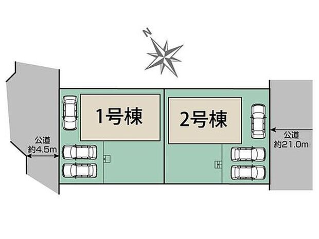 【全体区画図】カースペース３台分♪