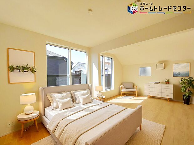 【居室】≪Room≫
採光良好な明るい室内。木の温もりがやさしいフローリングは安らぎをもたらすプライベート空間。
※家具はCGでございます。