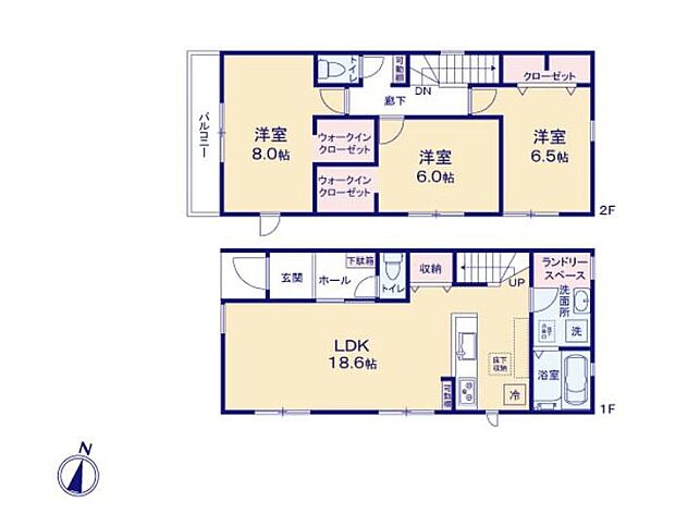 【3LDK】ご家族との自然なコミュニケーションが生まれるリビングイン階段を採用!暖かい光が降り注ぐ、温もりあふれるお住まいです♪ウォークインクローゼット2カ所に設置しております♪