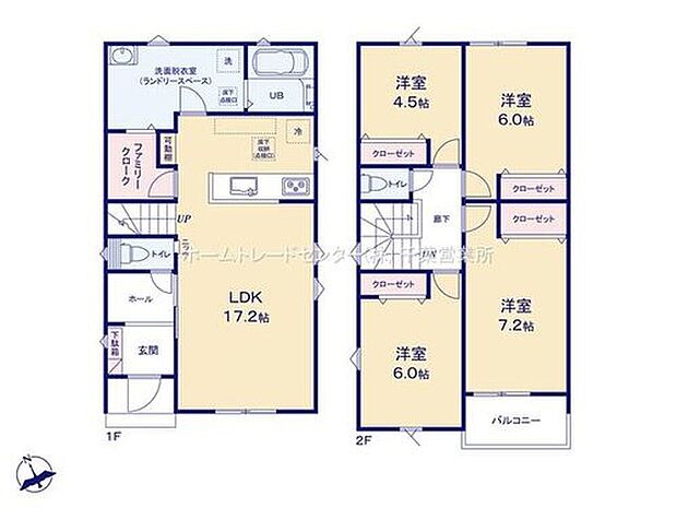 【4LDK】ご家族が集う空間と、個の時間を大切にする居室をしっかり分け合える２階４居室プラン♪
リビング隣にはファミリークローク完備でご家族の衣類や小物を収納できて便利です♪