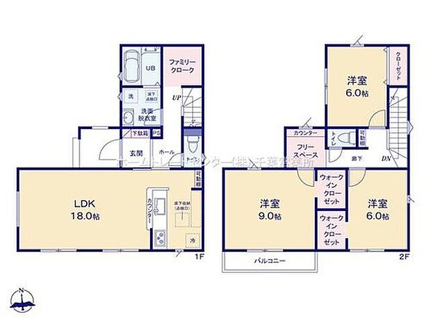 【3LDK】１階にはファミリークロークを設置♪洗濯・身支度の動線が大幅に短縮され、個人の部屋の収納を最小限に抑えられます♪
カウンター付きフリースペースやウォークインクローゼットなど完備しています♪