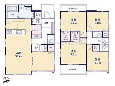 玄関横のシューズクロークには、お部屋には持って入りたくないアウトドア用品の収納も可能です☆
ご家族が集う空間と、個の時間を大切にする居室をしっかり分け合える２階４居室プラン♪ 