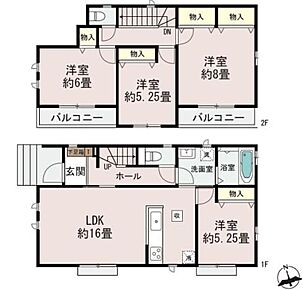 全居室南向きの明るい邸宅♪全居室に収納を完備しておりますので、居室の全空間を有効活用出来ます。自分好みのお部屋で、ゆったりお寛ぎ頂けます☆ 
