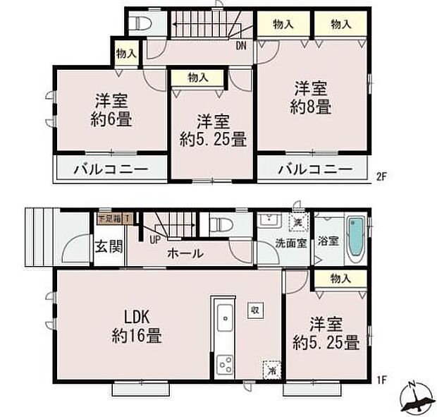【4LDK】全居室南向きの明るい邸宅♪全居室に収納を完備しておりますので、居室の全空間を有効活用出来ます。自分好みのお部屋で、ゆったりお寛ぎ頂けます☆