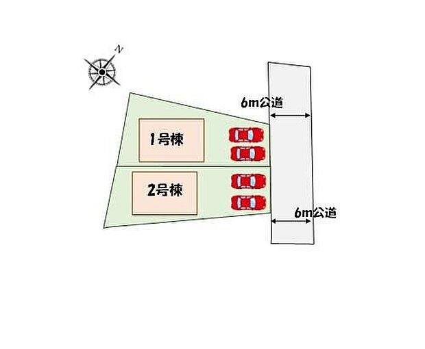 【全体区画図≫】前面道路6メートルで広々♪駐車も楽々♪全棟カースペース2台分♪