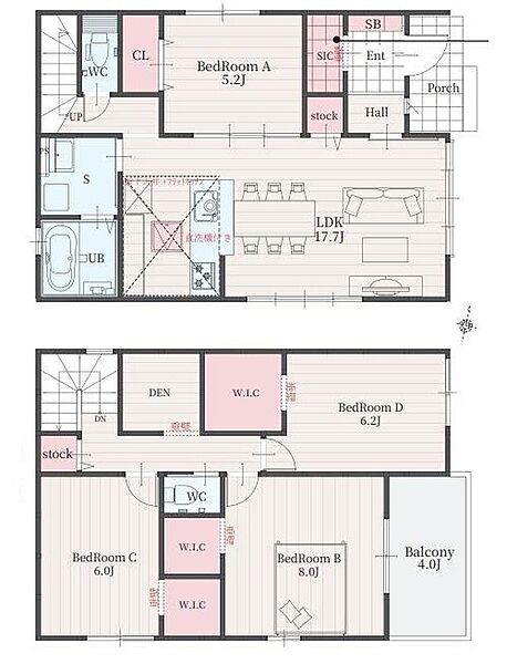 (4号棟)、価格2799万円、4LDK+S、土地面積183.81m2、建物面積108.49m2