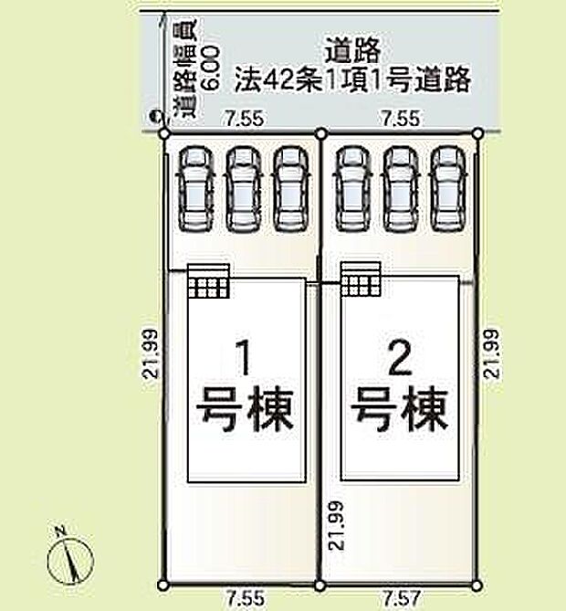1号棟 2,390万円
2号棟 2,390万円
3台分の駐車スペースを確保しました♪