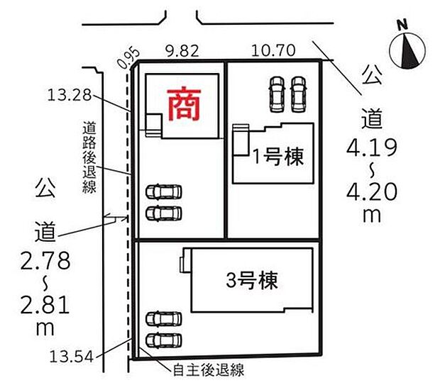 １号棟　２，２８０万円
２号棟　商談中
３号棟　２，１８０万円

並列２台駐車可能なカースペースあり♪