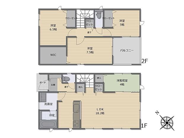 (1号棟)、価格2290万円、4LDK、土地面積154.25m2、建物面積105.3m2