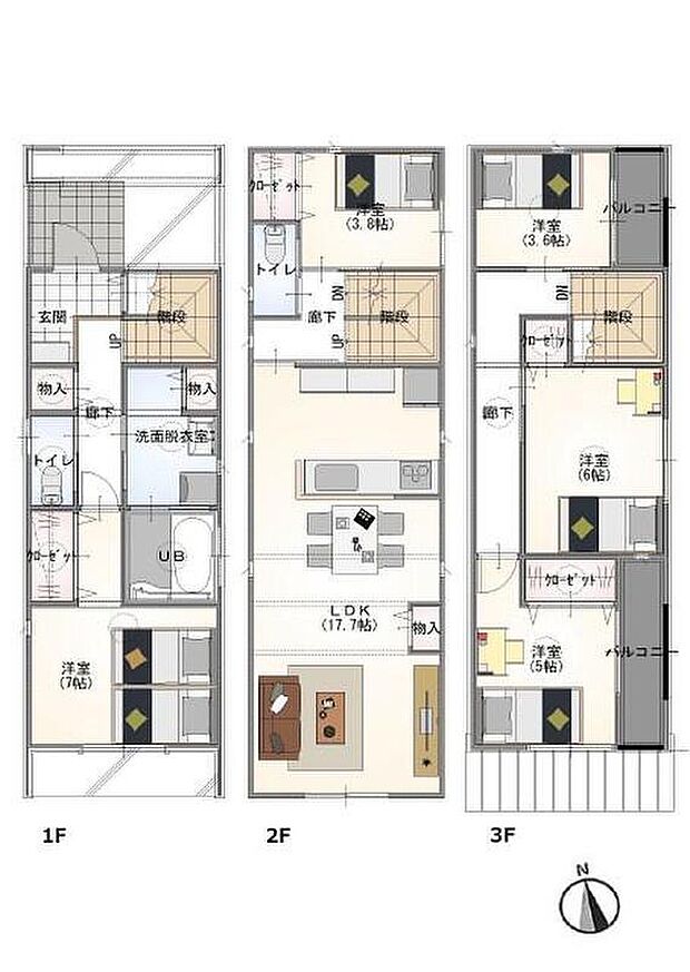 (A棟)、価格3880万円、5LDK、土地面積92.65m2、建物面積127.54m2