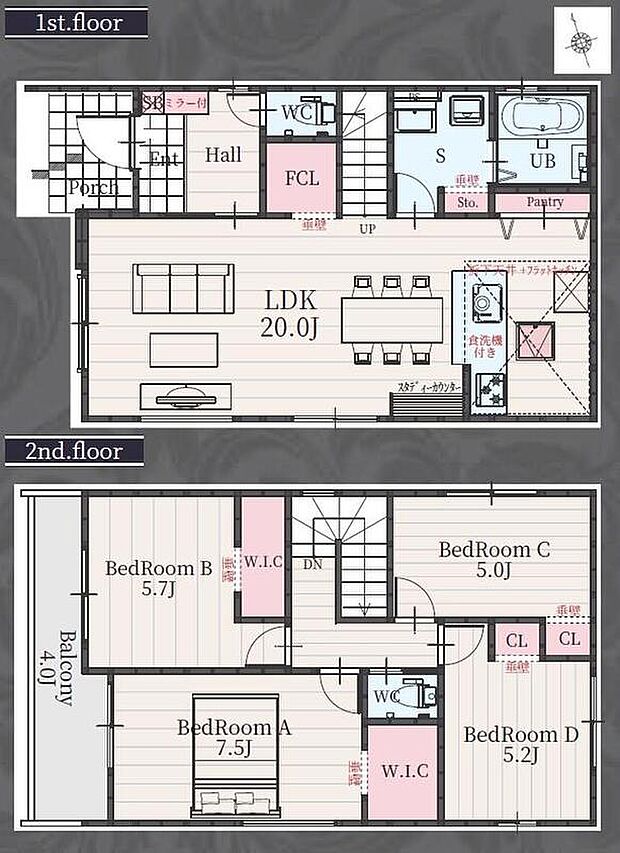 (1号棟)、価格2799万円、4LDK、土地面積128.6m2、建物面積104.33m2